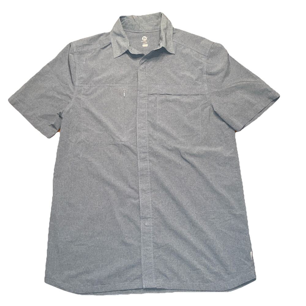 Merrell Shirt Mens S Blue Short Sleeve Button Up Performance Wicking Hiking